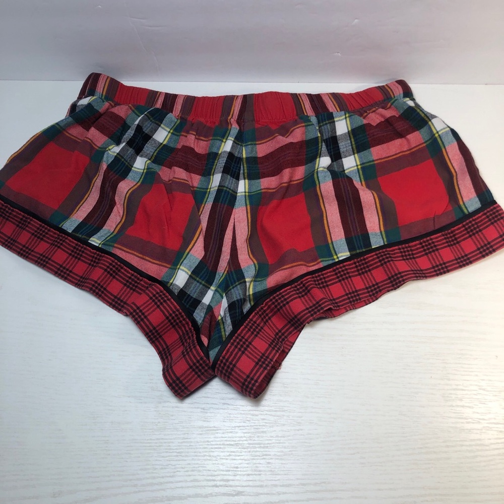 Victoria's Secret Sleep Pajama Shorts Women's Small Plaid Red Lounge - Picture 4 of 5